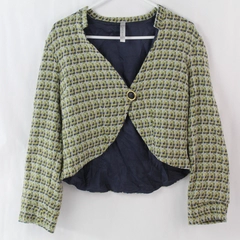 Women's Garnish Green and Blue Wool Nylon Lined Short Jacket Size Large
