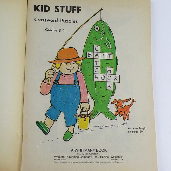 Kid Stuff Crossword Puzzles Grades 3-4 Whitman 1979 Coloring Book
