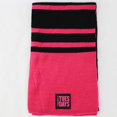 T-Mobile Tuesdays Black and Pink Striped Knit Scarf 62in