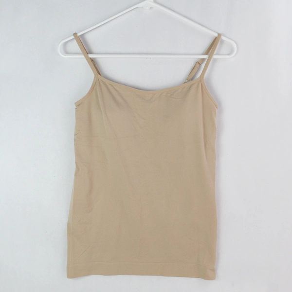 Set of 2 Jockey Women's Beige Tan Spaghetti Strap Built in Bra Tank Top Size L/G