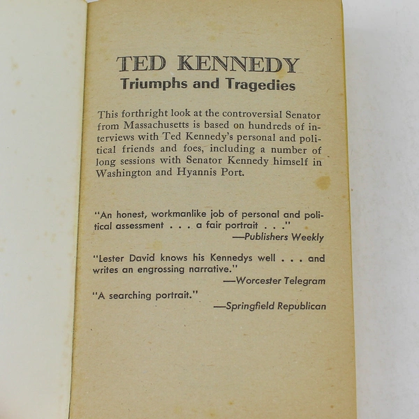 Ted Kennedy Triumphs and Tragedies by Lester David Paperback Good Condition
