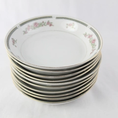 Set of 10 China Pearl Irene Fine China Floral Pattern Gold Trim Soup Bowls