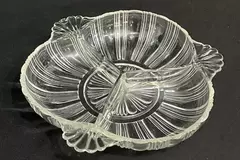 Vintage Hazel Atlas 3-Section Divided Relish Dish Ribbed Design with Handles