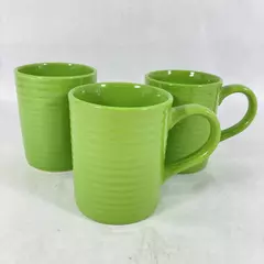 Set of 3 Royal Norfolk Santa Fe Mugs Green Ribbed
