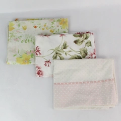 Lot of 3 Floral and Polka Dot Queen Size Pillowcases Pink Green Orange 20x30"