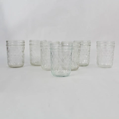 Lot of 7 Vintage Ball Clear Glass Quilted Mason Jars No Lids 8 Oz