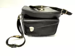 Vintage Black Leather Camera Case with Strap Pre-Owned Worn Strap