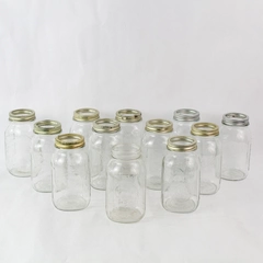 Lot of 12 Vintage Ball Canning Mason Jars Reg Mouth No Lids Quarts 