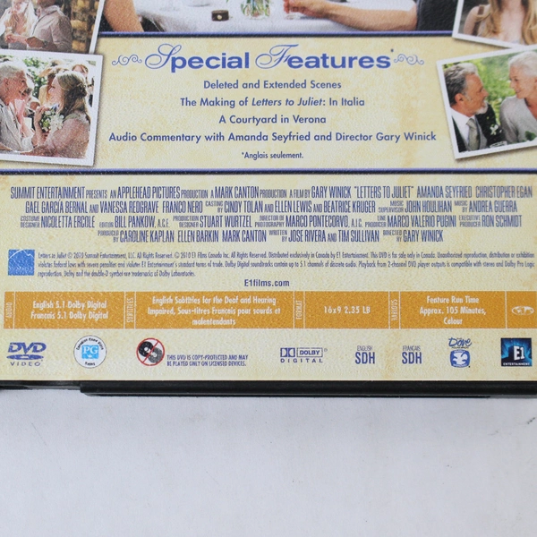 Letters to Juliet DVD 2010 Amanda Seyfried Vanessa Redgrave PG