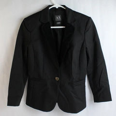 Armani Exchange Women's Cropped Black Blazer with Shoulder Pads 1 Button Sz 2