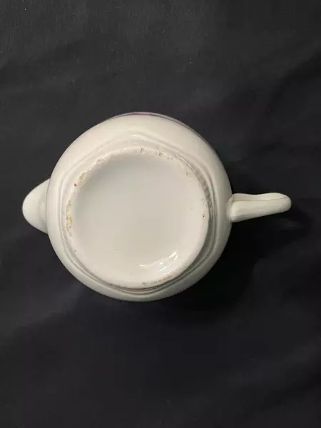 Vintage Floral Porcelain Creamer Gold Trim Handle 5.5" Wide Good Condition