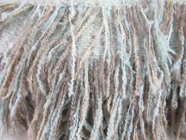 Saro Lifestyle Soft Blue Tan & Brown Knit Crochet Throw Accent Blanket Fringe