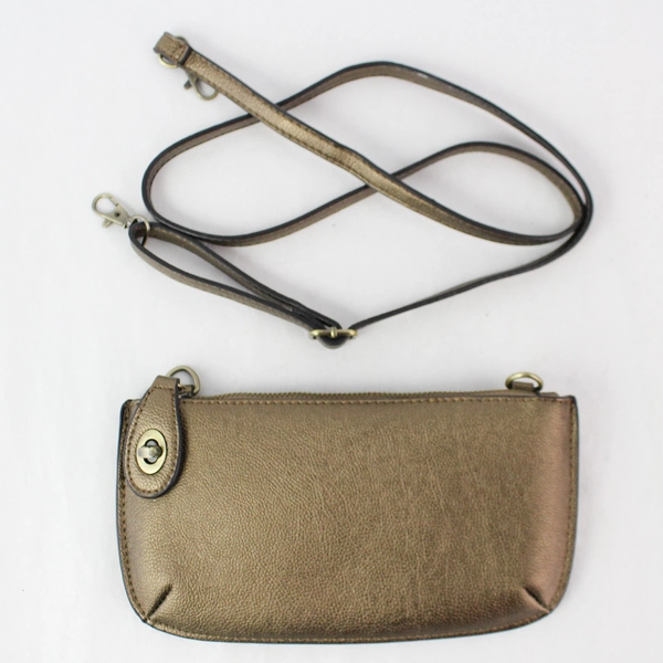 Joy Susan Brown Zipper Closure Removable Crossbody Strap Clutch Purse