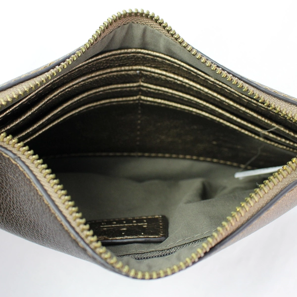 Joy Susan Brown Zipper Closure Removable Crossbody Strap Clutch Purse