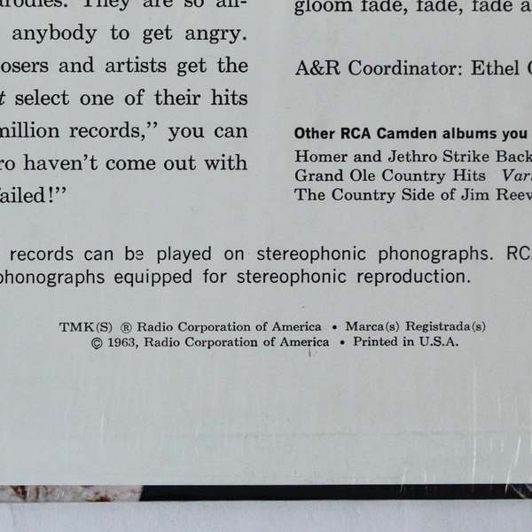 Homer & Jethro The Humorous Side Of Country Music LP Vinyl Record 1963 RCA
