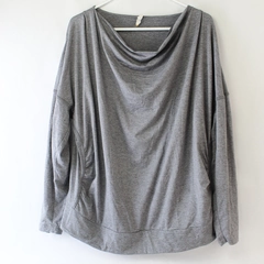 Lucy Gray Striped Long-Sleeve Stretchy Shirt Top Women's Large