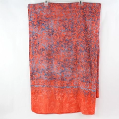 Orange and Blue Paisley Pattern Rayon Scarf Shawl Wrap 45 In x 66 In