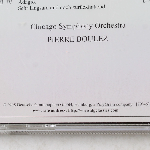 Gustav Mahler Symphony No. 9 CD Chicago Symphony Orchestra Pierre Boulez 1998