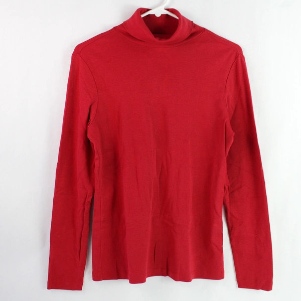 Christopher & Banks Women's Red Long Sleeve Turtleneck Shirt Size M 100% Cotton