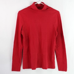 Christopher & Banks Women's Red Long Sleeve Turtleneck Shirt Size M 100% Cotton