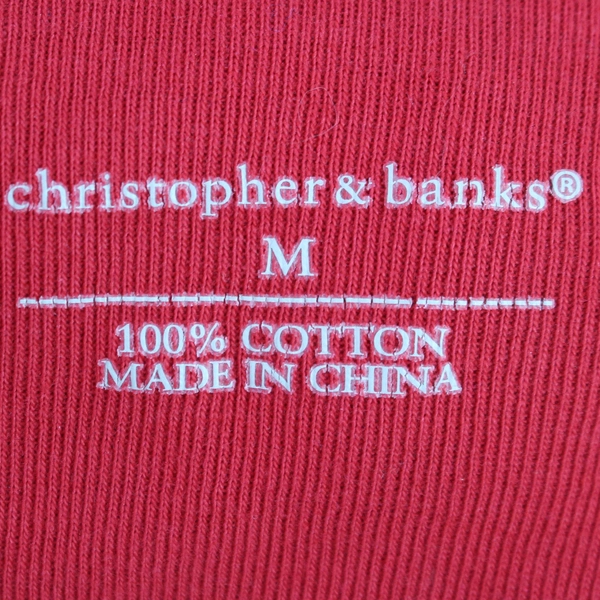 Christopher & Banks Women's Red Long Sleeve Turtleneck Shirt Size M 100% Cotton