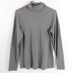 Christopher & Banks Women's Gray Long Sleeve Turtleneck Shirt Size M 100% Cotton