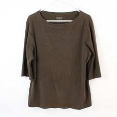Christopher & Banks Women's Brown 3/4 Sleeve Shirt Size XL 100% Cotton 