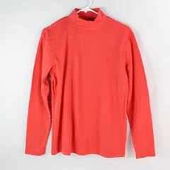 Great Northwest Women's Hot Coral Pink Long Sleeve Mock Neck Shirt Size Medium
