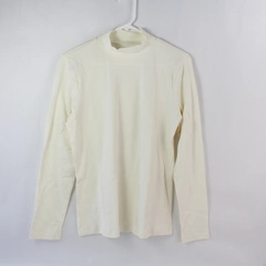 St. John's Bay Women's Cream Long Sleeve Mock Neck Shirt Size PL 100% Cotton