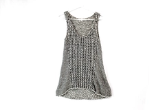 CAbi Black and White Knit Sleeveless Top Women's Size Small