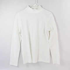 St. John's Bay Women's White Long Sleeve Mock Neck Size Large 100% Cotton 