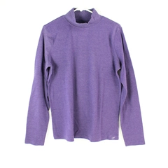 St. John's Bay Women's Purple Long Sleeve Mock Neck Shirt Size L Cotton Blend