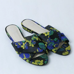 Seychelles Women's Size 6 Blue Floral Slide-On Sandals Flats Pre-Owned