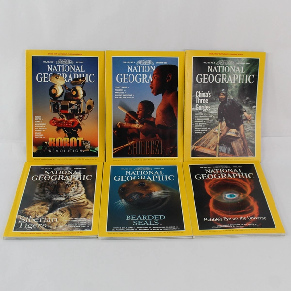 Lot of 6 Vintage 1997 National Geographic Magazines Feb Mar Apr July Sept & Oct