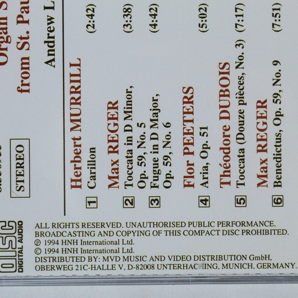 Organ Showpieces CD by Andrew Lucas St. Paul's Cathedral Music 1994