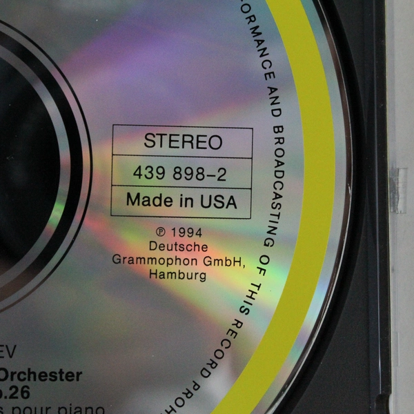 Prokofiev Piano Concertos Nos 1 and 3 Music CD 1994 Deutsche Grammophone