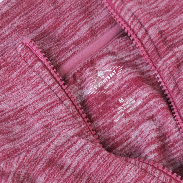 St John's Bay Active Fleece Vest Women's Size M Heather Pink Full Zip Polyester