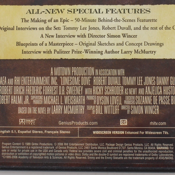 Lonesome Dove 1989 DVD 2-Disc Set Robert Duvall Tommy Lee Jones 2008
