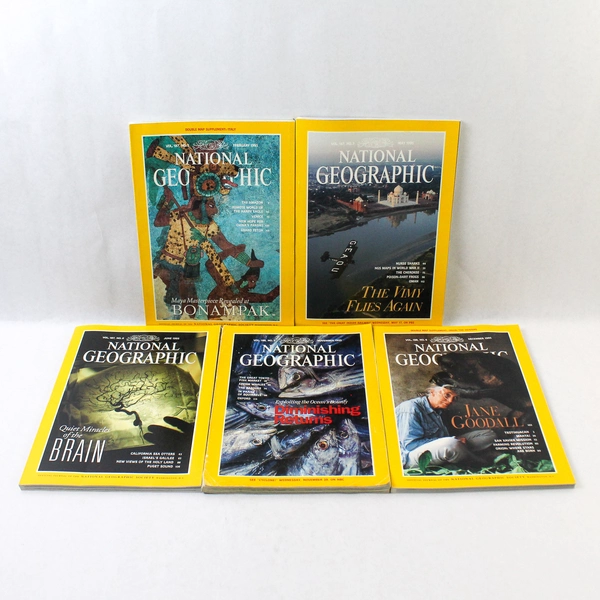 Lot of 5 Vintage National Geographic Magazines 1995 Feb May-June & Nov-Dec