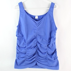 Legacy Women's Ruched Tank Top Shirt Plus Size 2X Blue Sleeveless V-Neck