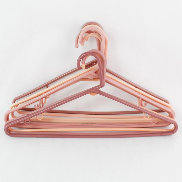 Lot of 10 Shades of Pink Plastic Tubular Clothing Hangers With Hooks