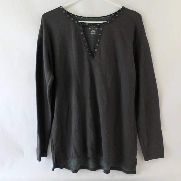 American Eagle Soft & Sexy Gray Long-Sleeved Shirt Women's Medium