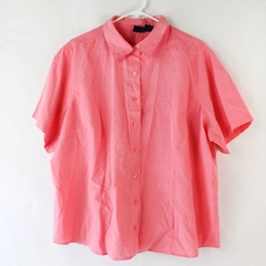 Basic Editions Pink Cotton Blend Button Up Shirt Women's Size 2X