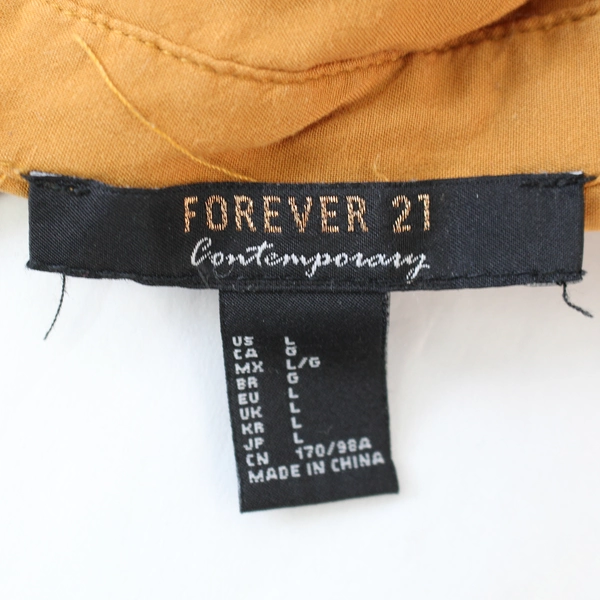 Forever 21 Contemporary Brown Partial Button Up Top Women's Large