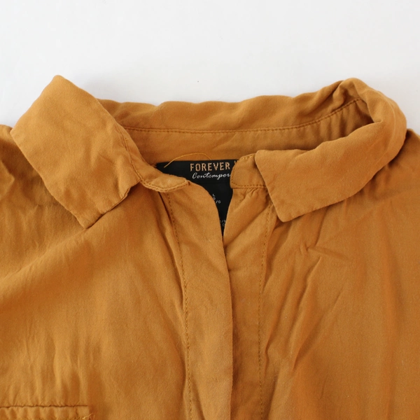 Forever 21 Contemporary Brown Partial Button Up Top Women's Large