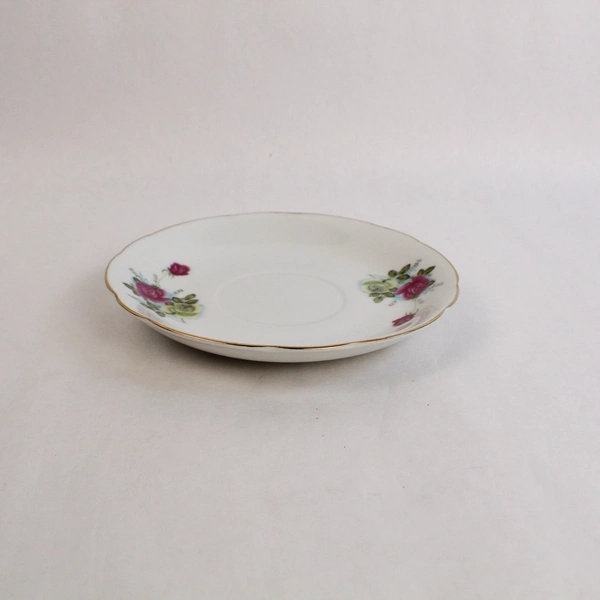 Lot of Vintage Pink Rose Teacup & Saucer Set Gold Trim Scalloped Edges