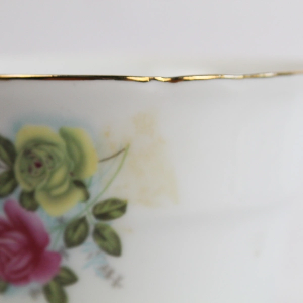 Lot of Vintage Pink Rose Teacup & Saucer Set Gold Trim Scalloped Edges