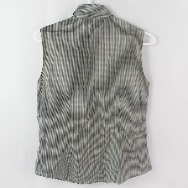 Casual Corner Black and White Gingham Fitted Button-Up Vest Women's Size Small
