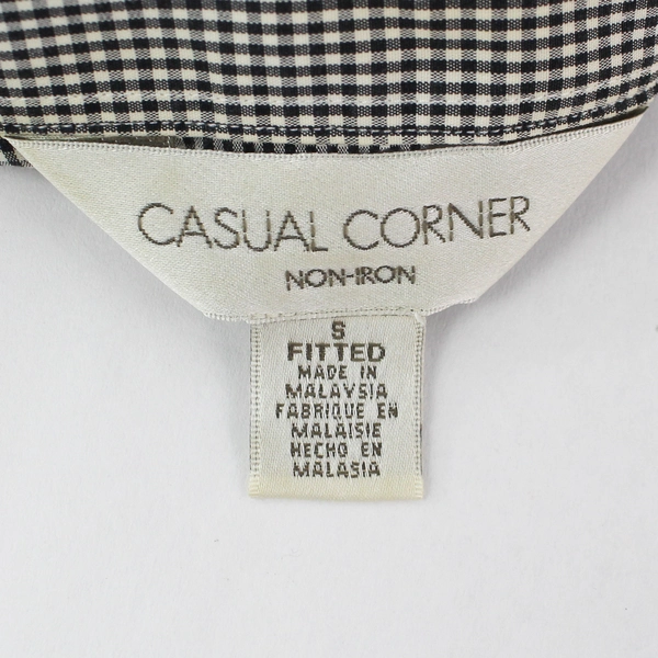 Casual Corner Black and White Gingham Fitted Button-Up Vest Women's Size Small
