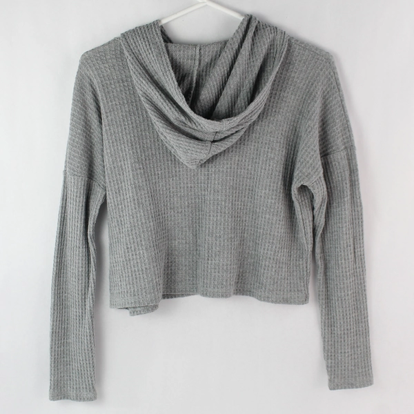 Paper Crane Gray Hooded Cropped Long-Sleeved Shirt Women's Size Small